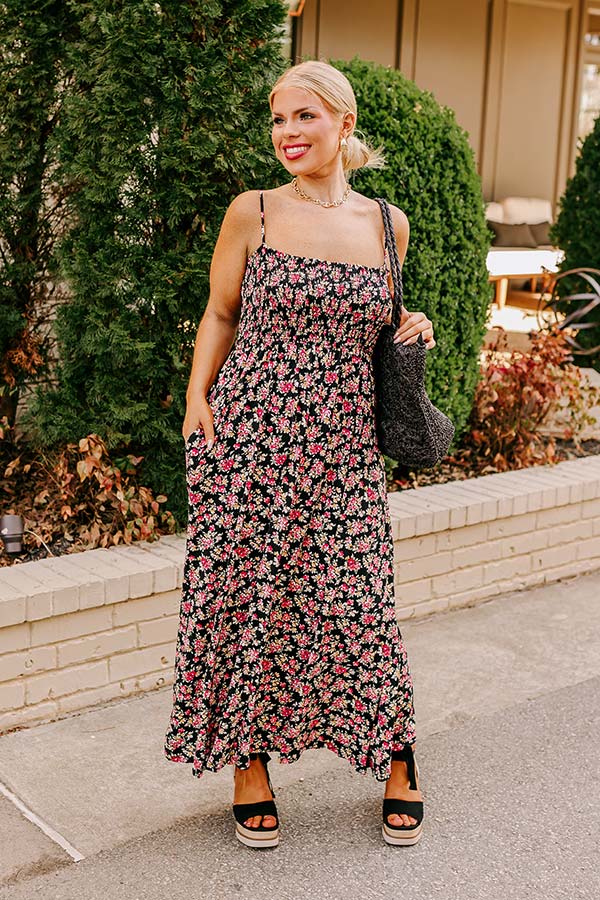 Ultimate Summer Floral Maxi Dress - Black Curves