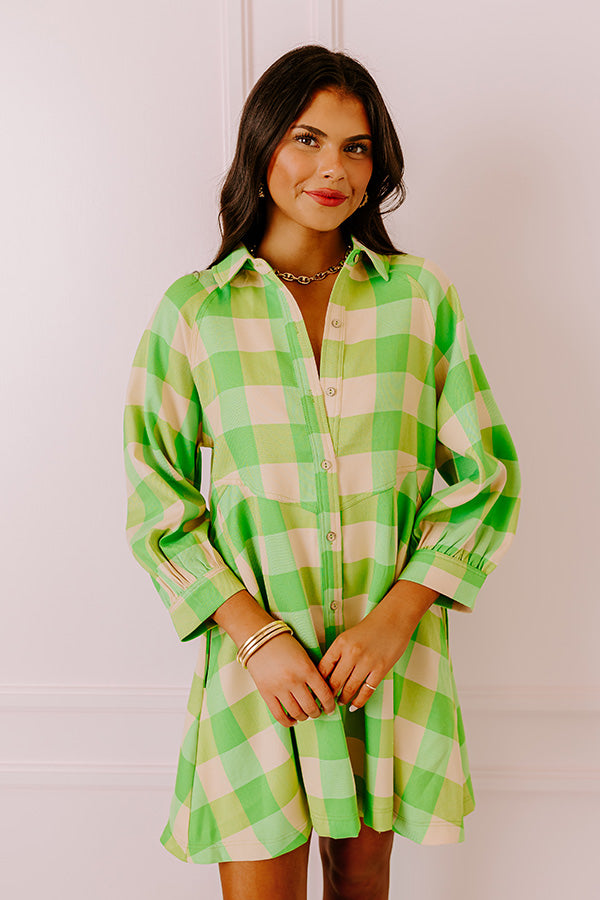 Ultimate Lime Picnic Mini Dress - Relaxed & Stylish