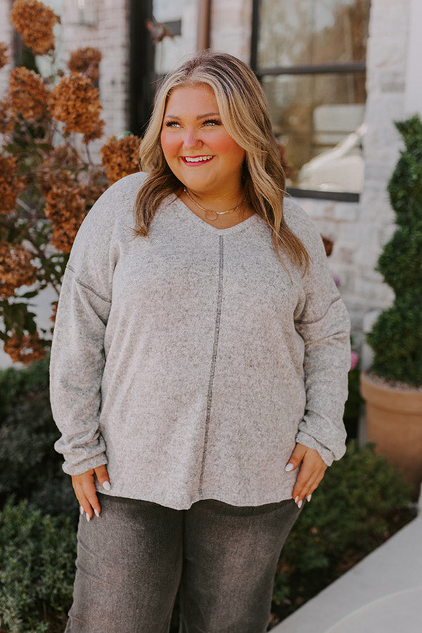 Premium Cozy Coast Shift Top - Grey Curves Plus Size