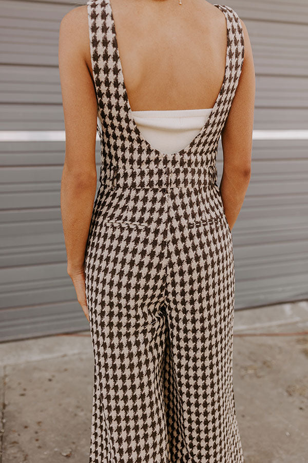 Ultimate Soho Houndstooth Jumpsuit in Espresso - Premium Style