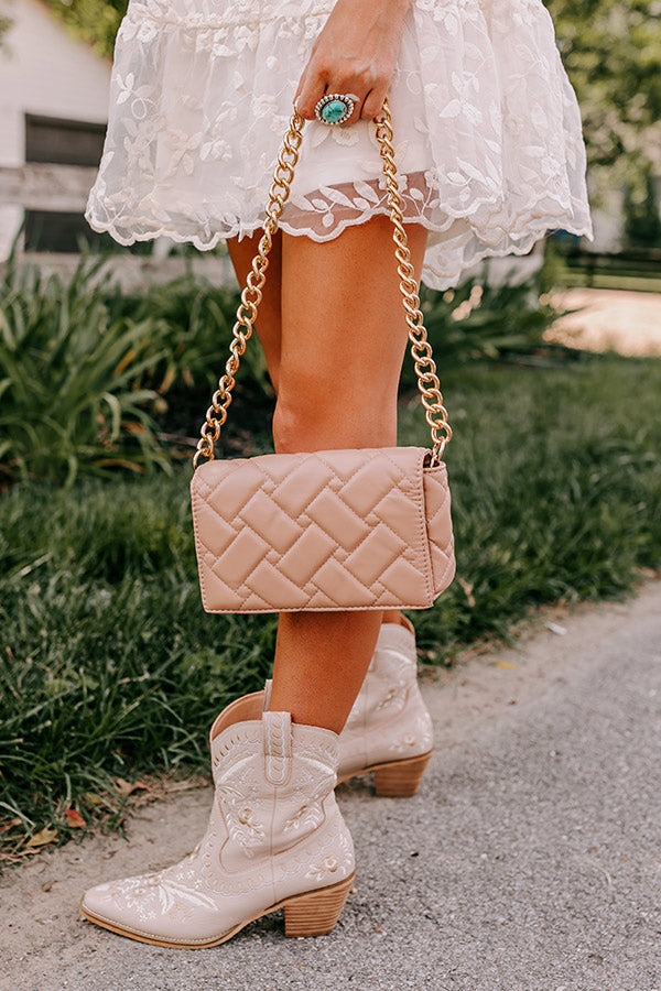 Premium Quilted Faux Leather Purse in Warm Taupe - Chic & Versatile