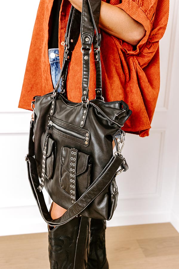 Premium Wisteria Avenue Faux Leather Tote Bag - Ultimate Black Edition