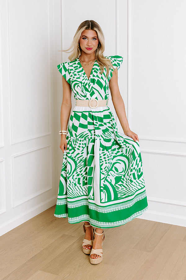 Premium Barcelona Cruise Midi Dress in Emerald Green