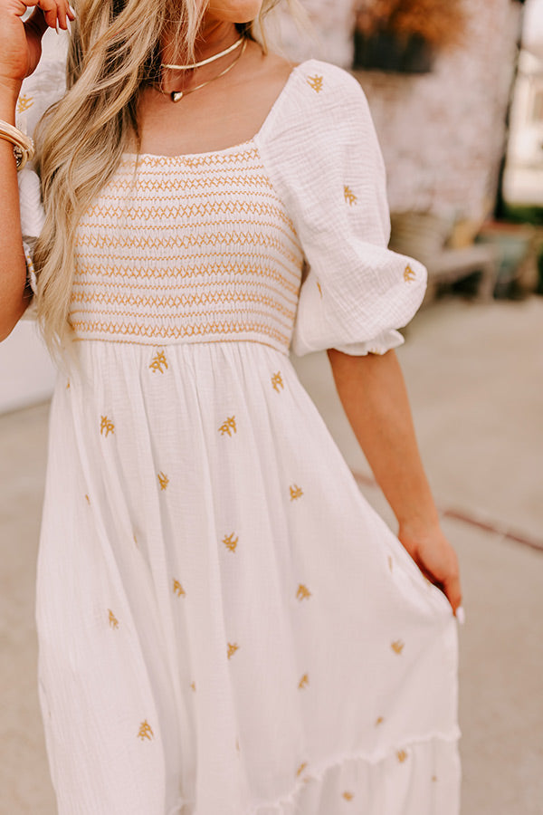 Ultimate Farmers Market Smocked Maxi Dress - White