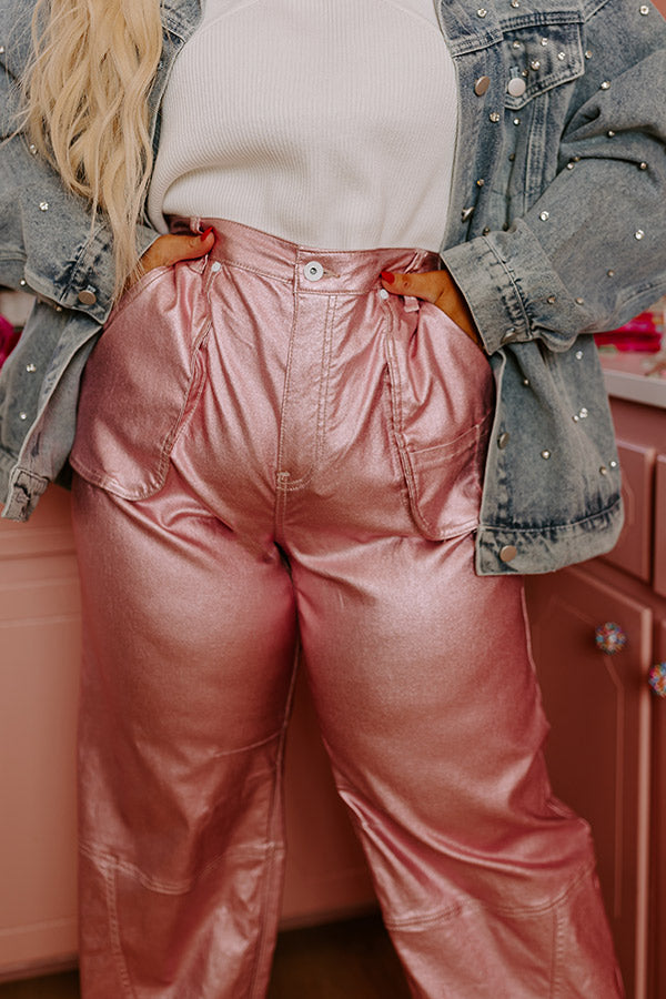 Ultimate Raleigh High Waist Metallic Pants - Pink Curves Edition