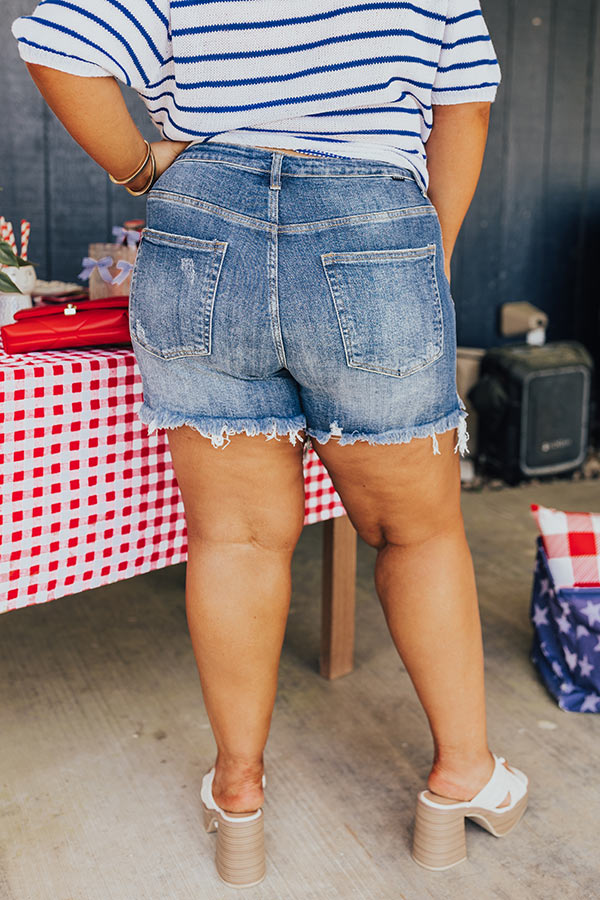 Ultimate Risen Maeve High Waist Frayed Denim Shorts for Curves