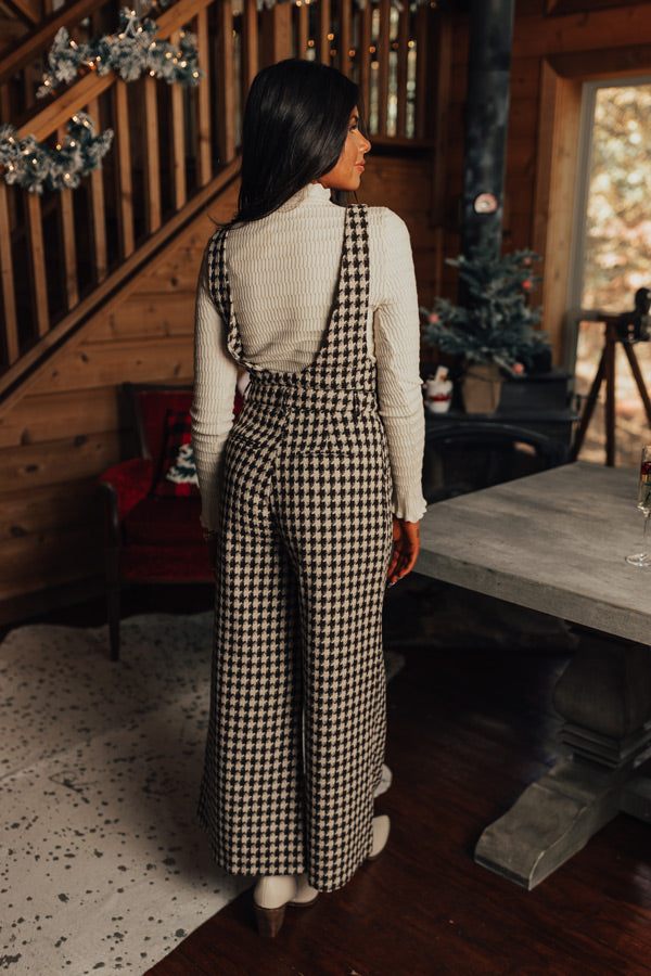 Ultimate Soho Houndstooth Jumpsuit in Espresso - Premium Style