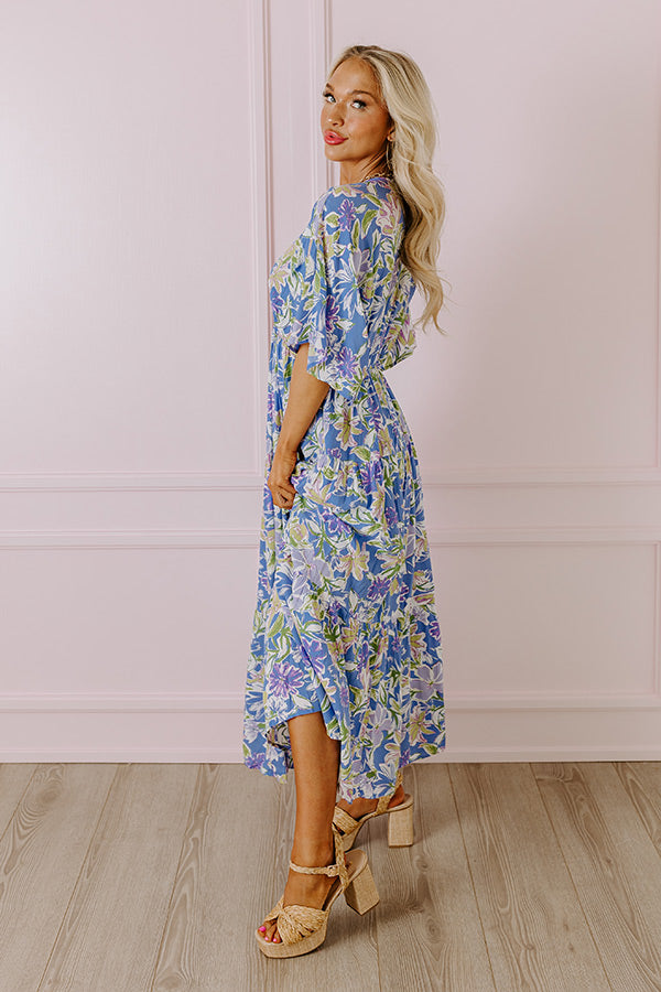 Premium Periwinkle Blossom Breeze Maxi Dress