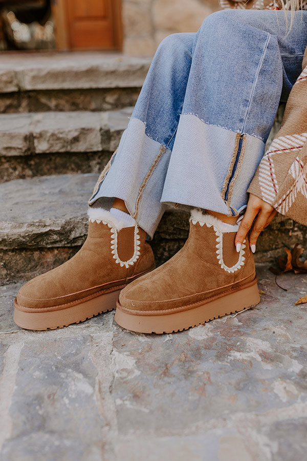 Premium Phoebe Faux Suede Platform Bootie - Ultimate Comfort in Tan