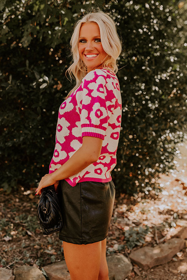 Premium Floral Knit Top - Effortless Charm in Pink