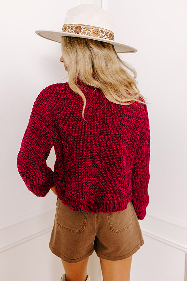 Ultimate Fall Leaves Chenille Sweater - Sangria Edition