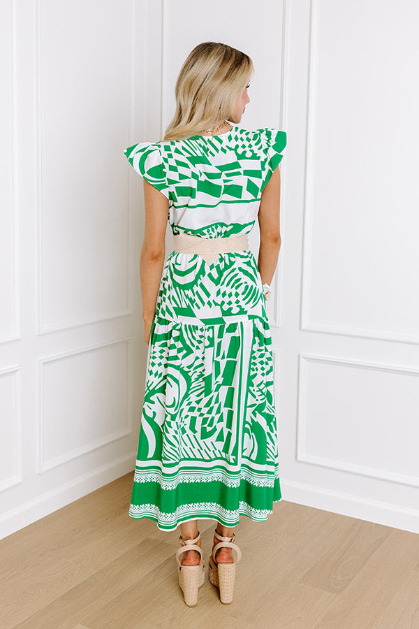 Premium Barcelona Cruise Midi Dress in Emerald Green