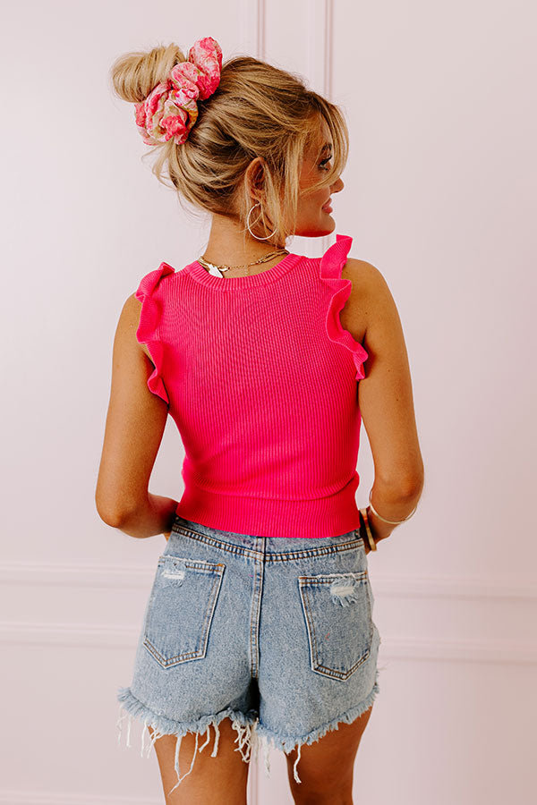 Ultimate Brunch Ready Ruffle Top - Hot Pink Elegance