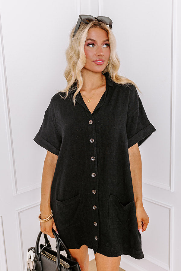 Ultimate St. Lucia Bound Linen-Blend Mini Dress - Black