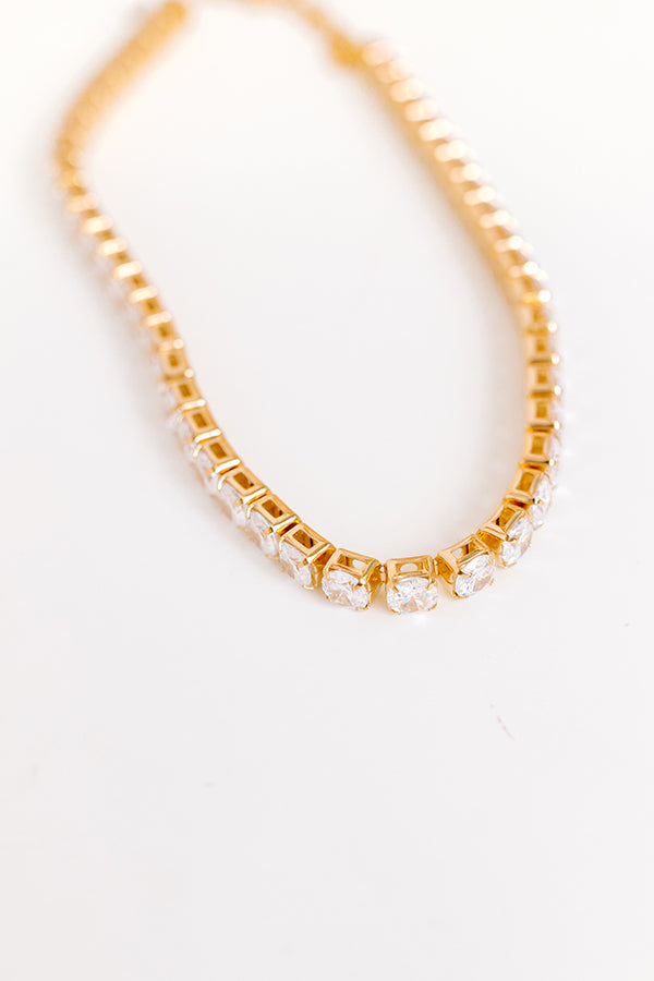 Ultimate Elegance Gold Cubic Zirconia Tennis Necklace
