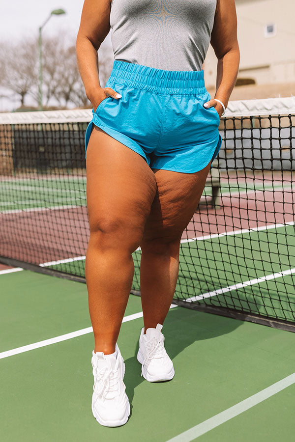 Ultimate High Waist Windbreaker Shorts - Ocean Blue Curves