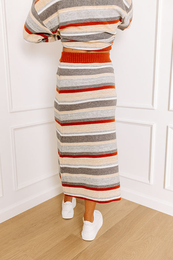 Ultimate Mulled Wine Knit Skirt - Trendy Striped Style