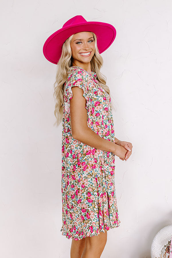 Premium Wild Rose Garden Mini Dress