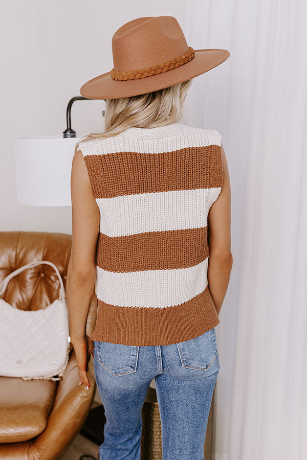Premium Stripe A-Pose Knit Vest Top - Ultimate Fall Essential