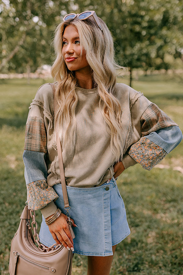 Premium Boho Chic Sweatshirt - Beige Fall Essential