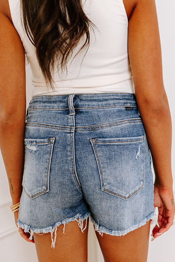 Premium Risen Lela High Waist Denim Shorts - Medium Wash