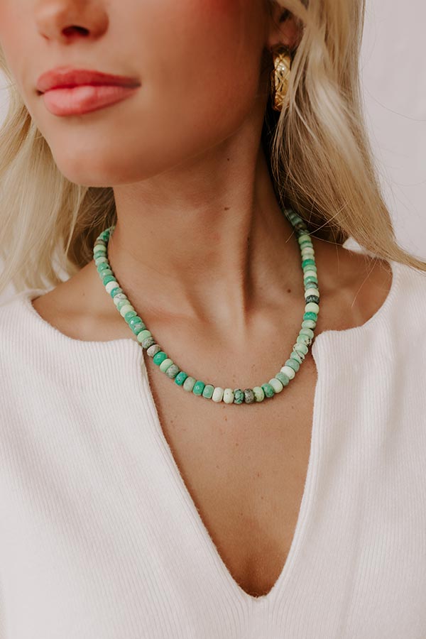 Premium Green Chalcedony Beaded Necklace - Unique Statement Piece