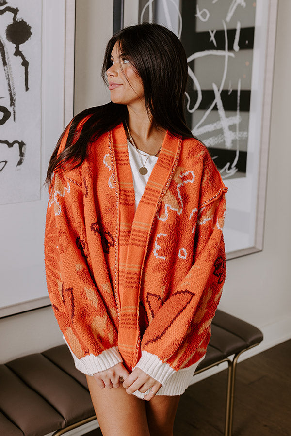 Premium Orange Knit Cardigan - Cozy Layering Essential