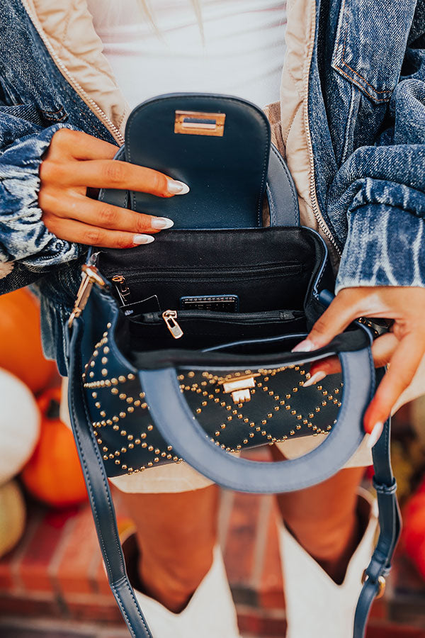 Premium Navy Faux Leather Studded Purse - Ultimate Style Upgrade