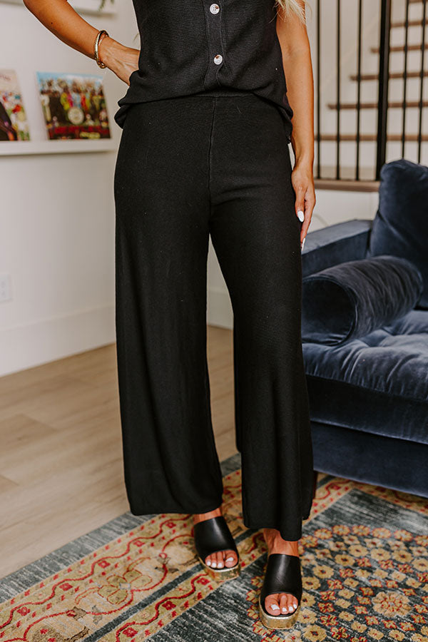 Premium Uptown Brunch High Waist Knit Pants - Ultimate Comfort & Style in Black