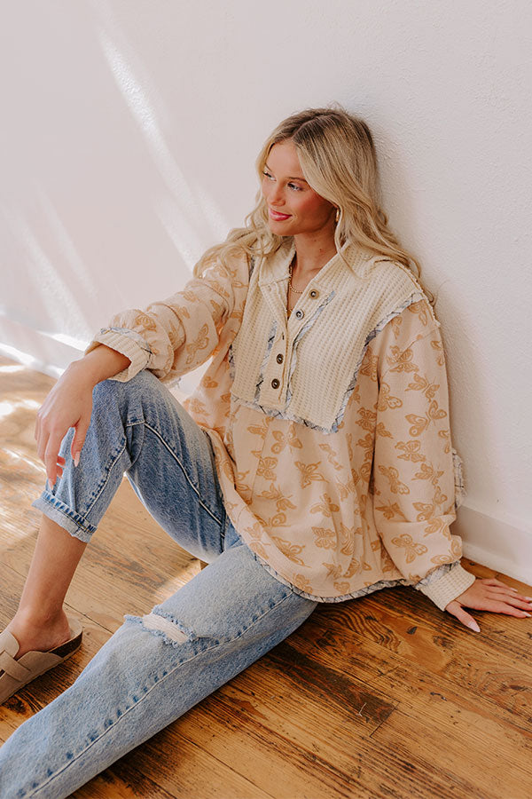 Premium French Vanilla Heart Flutters Knit Sweater