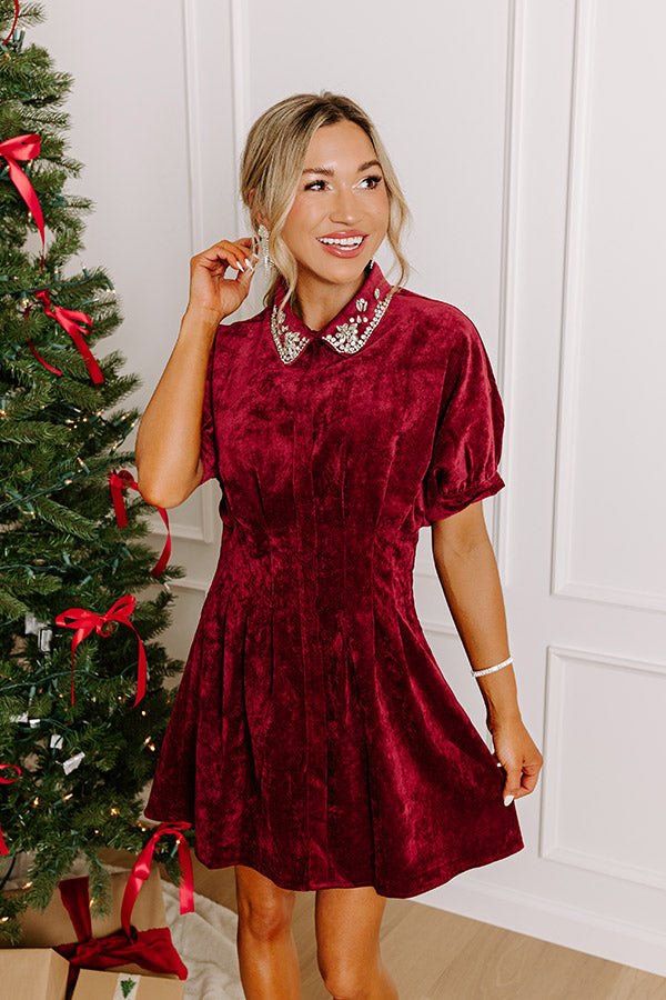 Premium Cue The Cocktails Corduroy Mini Dress in Merlot - Ultimate Glamour for Your Night Out