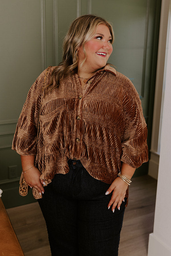 Premium Roman Holiday Velvet Top - Ultimate Brown Curves Edition