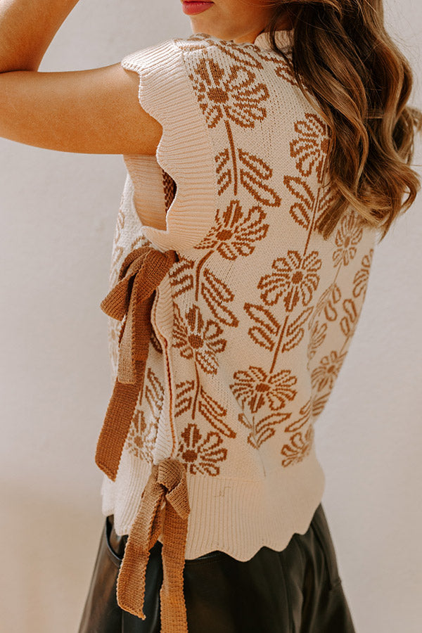 Premium Floral Knit Sweater Top in Mocha - Front Porch Style