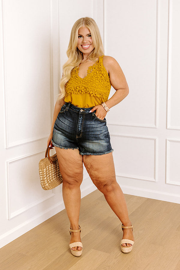 Premium Call Me Yours Crochet Tank - Mustard Curves