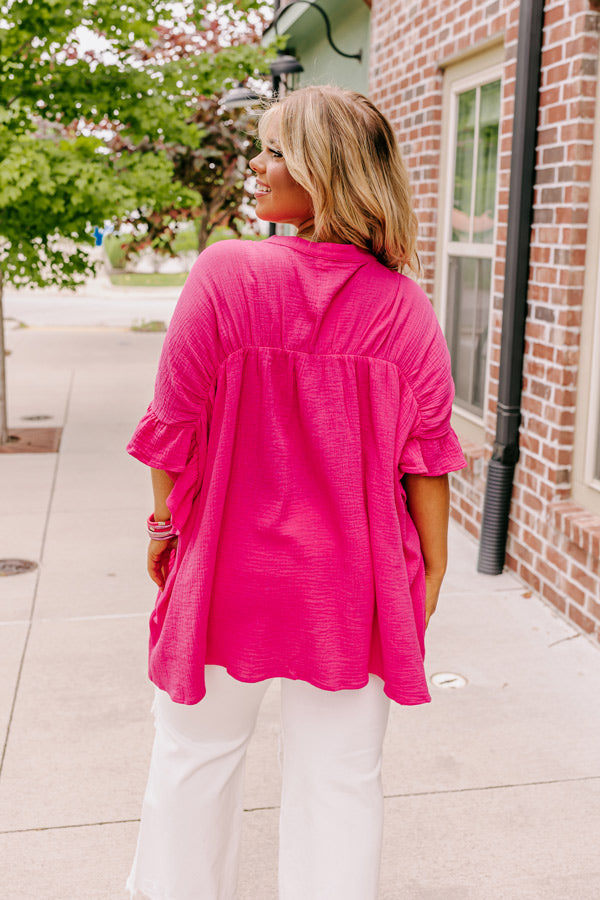 Ultimate Divine Downtime Button-Up: Hot Pink Curves for Effortless Style