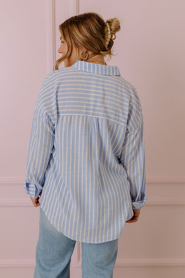 Premium Sky Blue Striped Button-Up Shirt