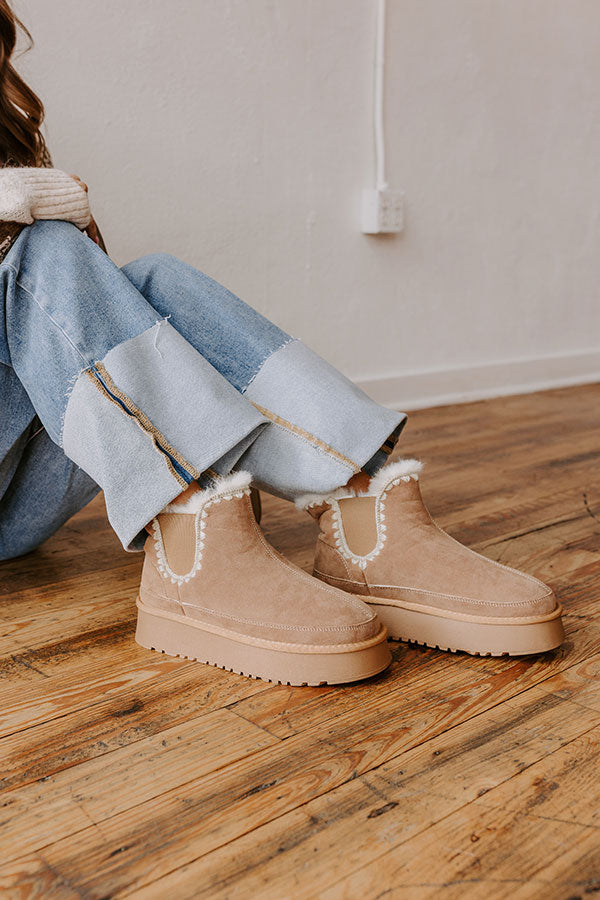 Premium Phoebe Faux Suede Platform Bootie - Warm Taupe | Ultimate Comfort & Style