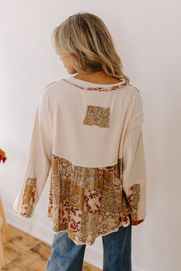 Premium Waffle Knit Paisley Top - Ultimate Style & Comfort