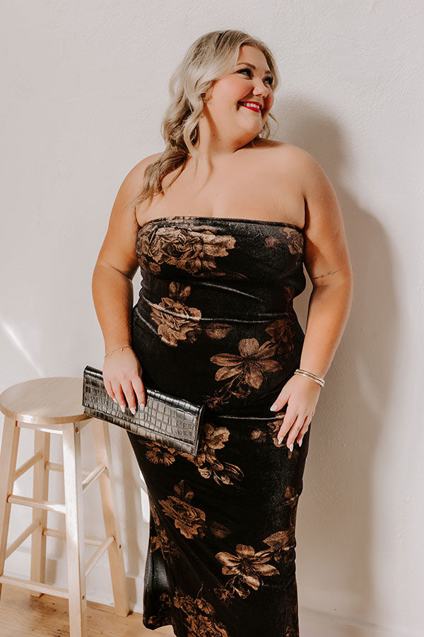 Ultimate Elegance Velvet Floral Maxi Dress for Curves