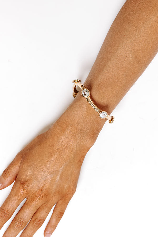 Premium Cocktails & Cheers Stretch Bracelet - Clear Rhinestone Elegance