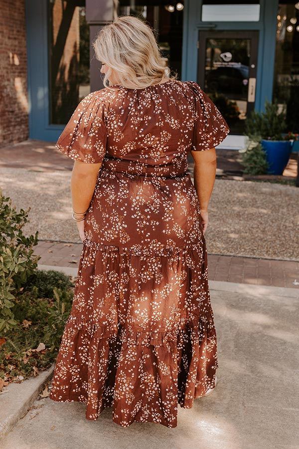 Ultimate Elegance: Premium Floral Maxi Dress in Dark Chocolate