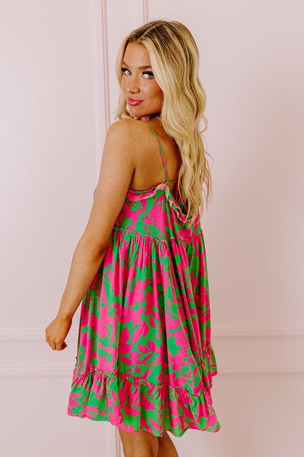 Ultimate Summer Style: Tropicana Trendsetters Babydoll Mini Dress in Vibrant Hot Pink