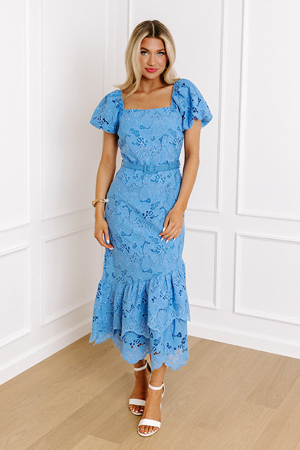 Premium Lace Midi Dress - Elegant Floral Design