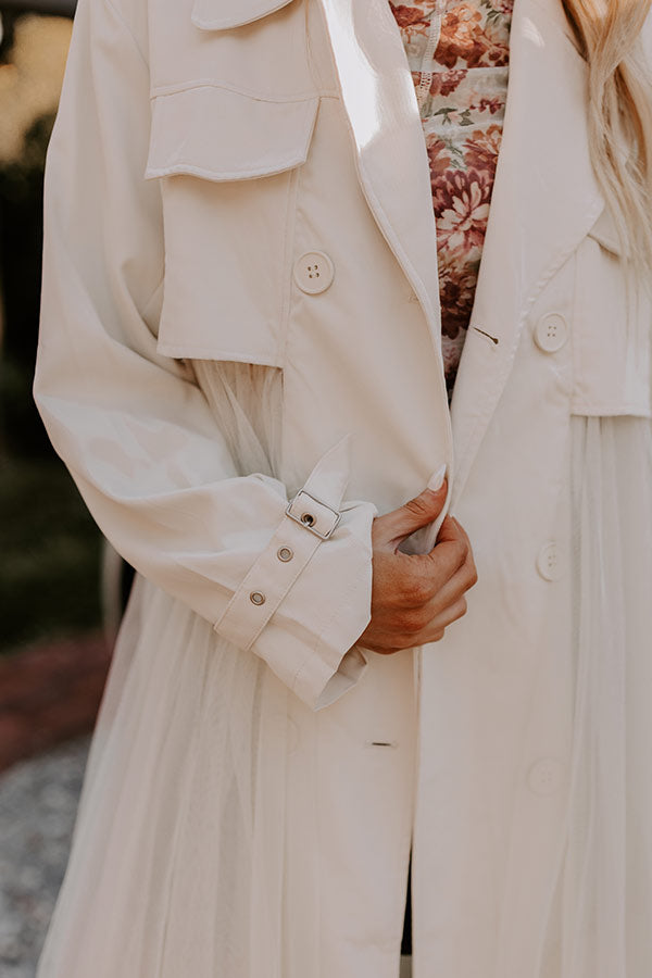 Ultimate Cream Tulle Trench Coat – Catwalk Elegance