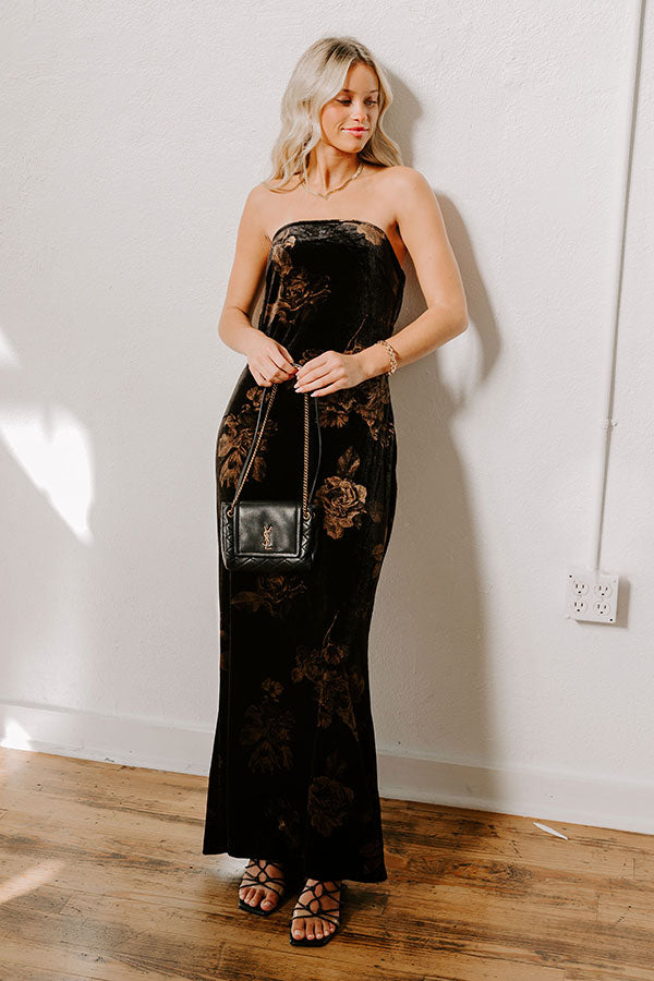 Premium Velvet Floral Maxi Dress - Ultimate Elegance