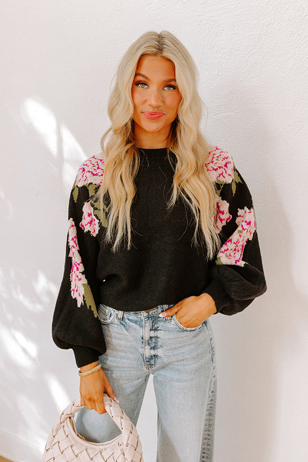 Premium Chic Mindset Knit Sweater - Floral Elegance