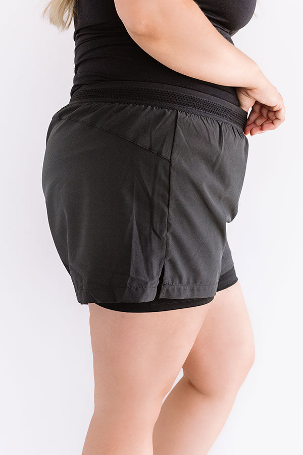 Premium Plus-Size Above & Beyond Active Shorts - Black Curves