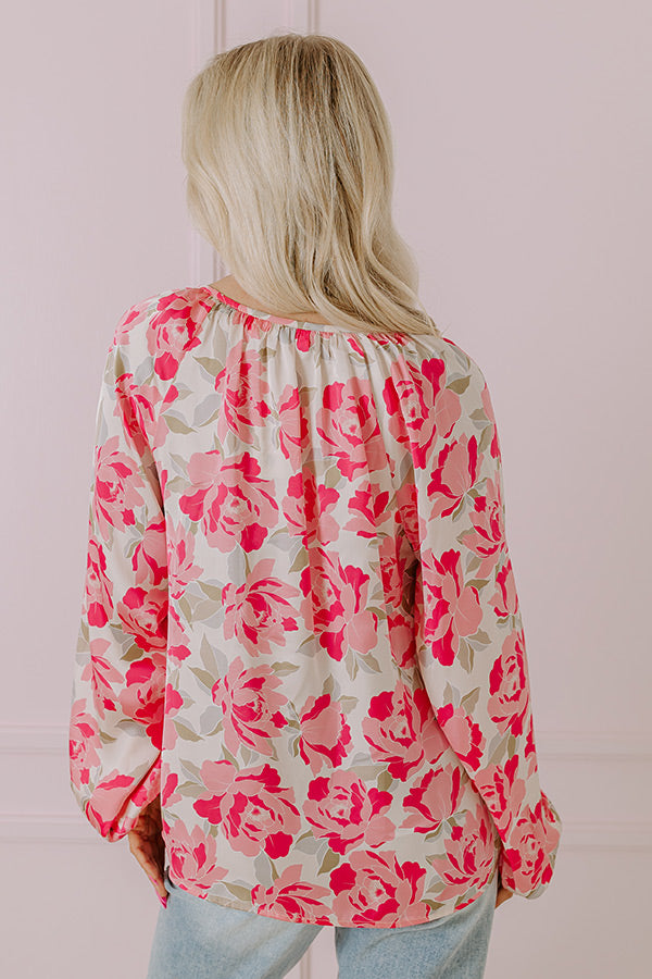 Premium Light Pink Floral Chiffon Top - Effortless Elegance