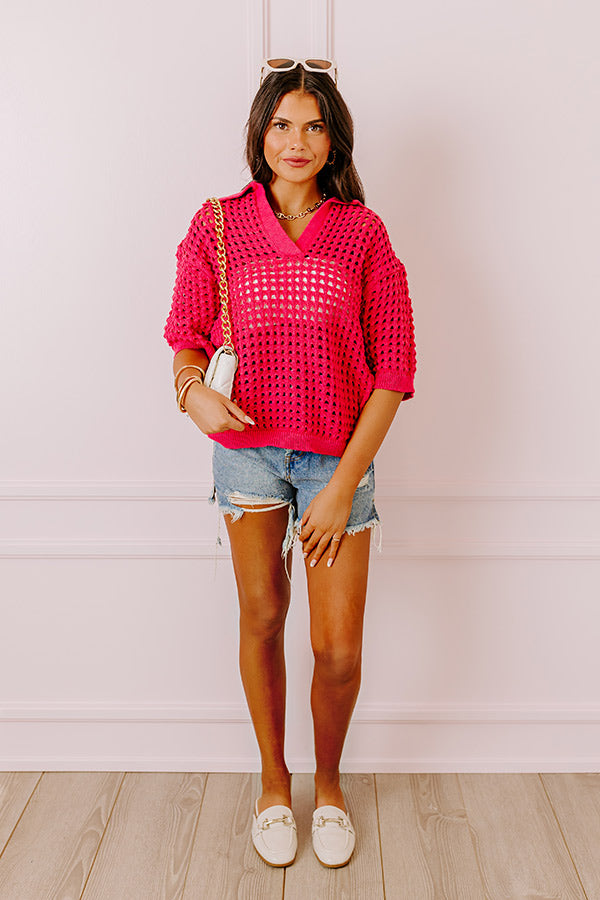 Ultimate Beachside Bliss Knit Top - Hot Pink