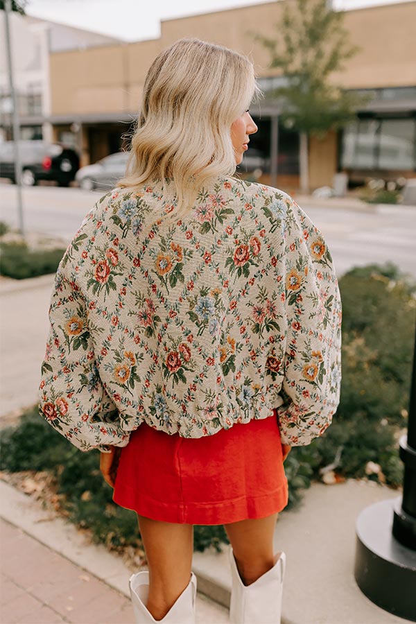 Premium Floral Ruffle Bomber Jacket - Ultimate Feminine Style